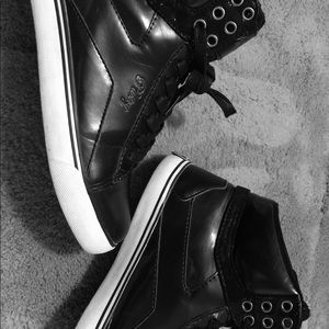 High top black and white pastry sneakers